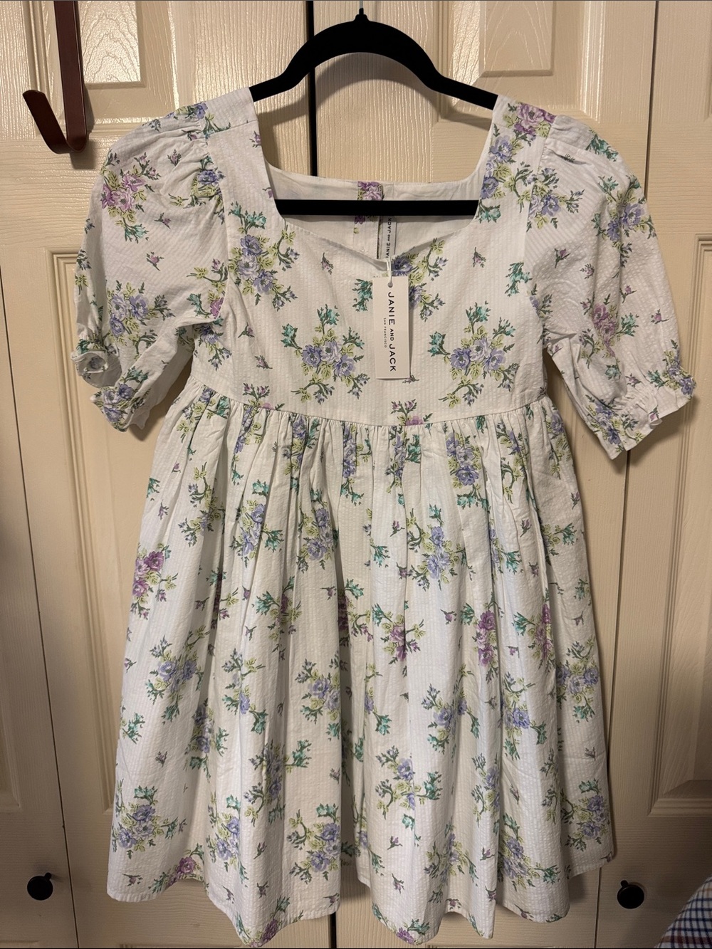 Janie and Jack White Floral Puff-Sleeve Dress
